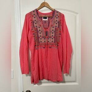 biya johnny was tunic dress pink long sleeve size medium‎